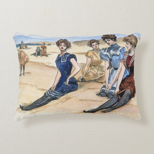 Gibson Girls On The Beach, 1900 Decorative Cushion (Front)