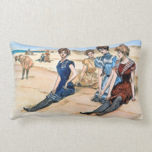 Gibson Girls On The Beach, 1900 Lumbar Cushion