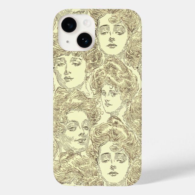 Gibson girls victorian illustration sepia gold  Case-Mate iPhone case (Back)