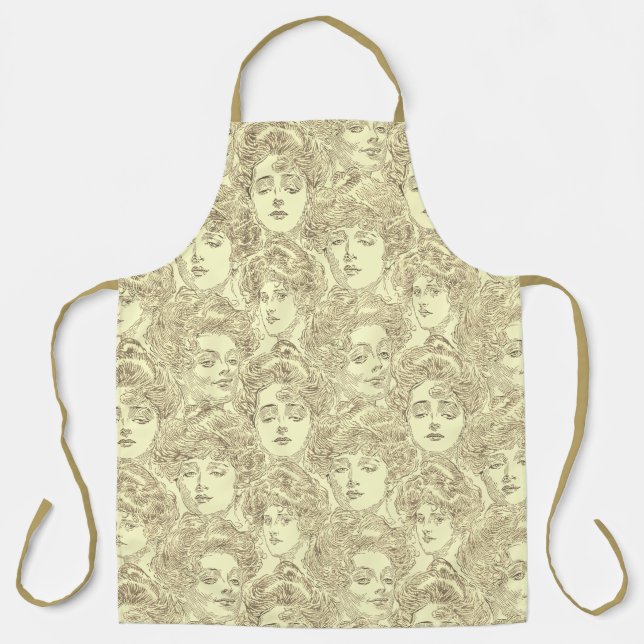 Gibson girls Victorian woman fashion pattern cream Apron (Front)