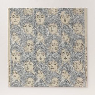Gibson girls Victorian woman fashion pattern Jigsaw Puzzle