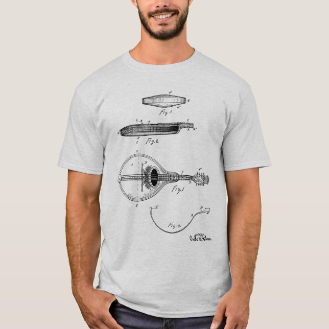 Gibson mandolin patent drawing T-shirt (Front)