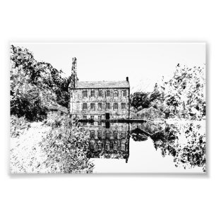Gibson Mill, Hardcastle Crags Charcoal Artwork Photo Print