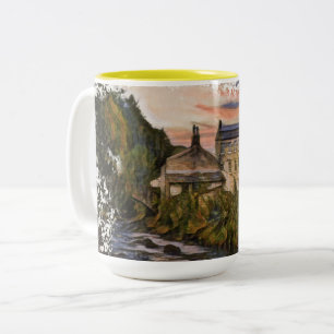 Gibson Mill, Hardcastle Crags Watercolour Artwork Two-Tone Coffee Mug