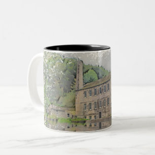Gibson Mill, Hardcastle Crags Watercolour Artwork Two-Tone Coffee Mug