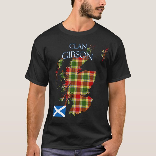 Gibson Scottish Clan Tartan Scotland T-Shirt (Front)