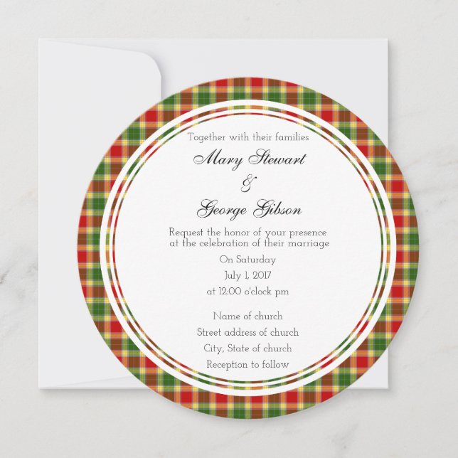 Gibson Scottish Wedding Round Invitation (Front)