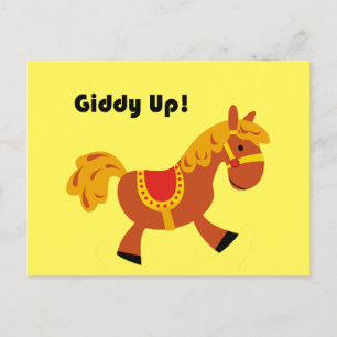 Giddy Up Children’s Brown Saddle Horse Cartoon Postcard