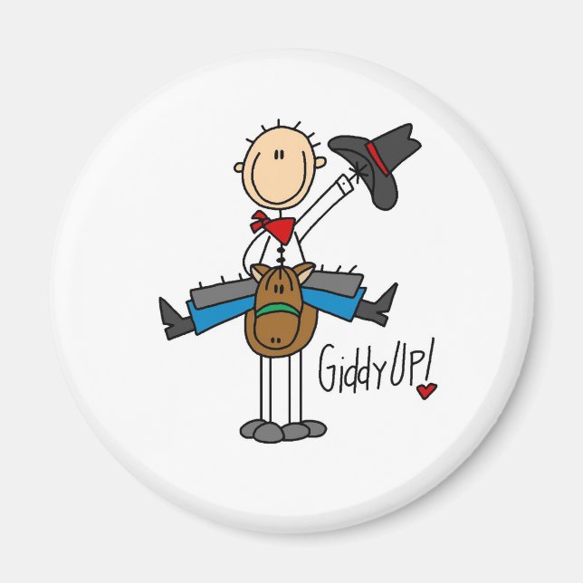 Giddy Up! Cowboy Stick Figure Magnet (Front)