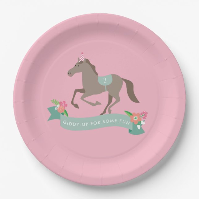 Giddy Up for Fun Second Birthday Paper Plate (Front)