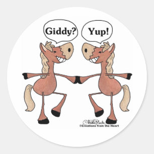 Giddy Up Horses Classic Round Sticker
