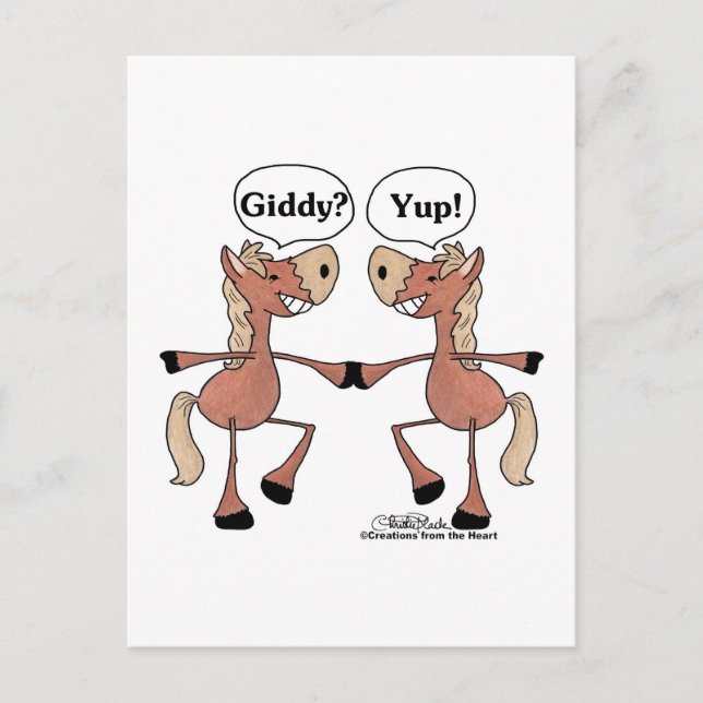 Giddy Up Horses Postcard (Front)