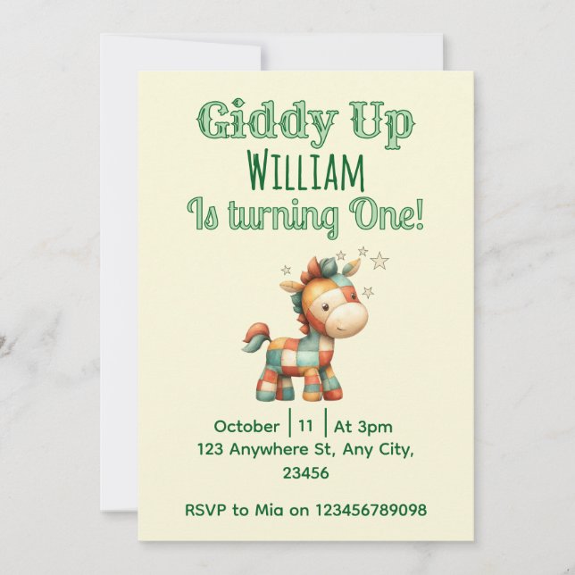 Giddy up! invitation (Front)