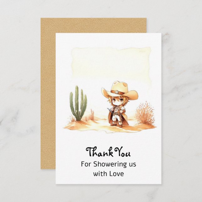 Giddy Up It's a Wild West Cowboy Baby Shower Thank You Card (Front/Back)