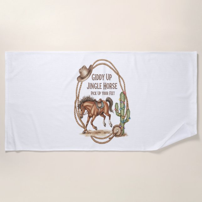 Giddy Up Jingle Horse Beach Towel (Front)