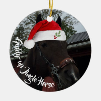 Giddy Up Jingle Horse Christmas Photo Ceramic Tree Decoration