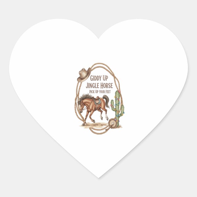 Giddy Up Jingle Horse Heart Sticker (Front)