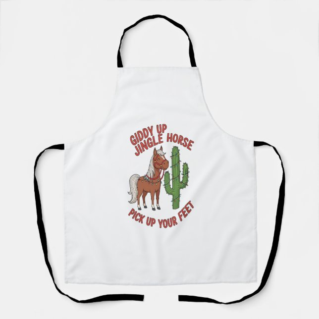 Giddy Up Jingle Horse Pick Up Your Feet Apron (Front)