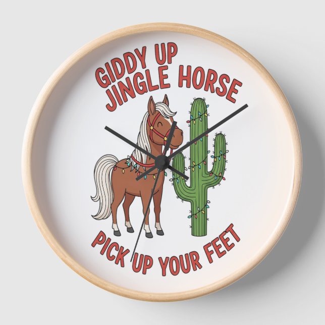 Giddy Up Jingle Horse Pick Up Your Feet Clock (Front)