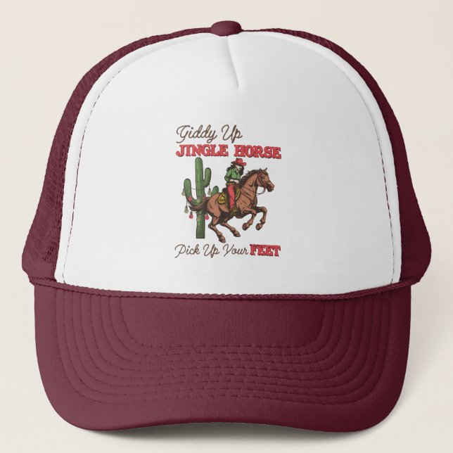 Giddy Up Jingle Horse Pick Up Your Feet, Cowboy Trucker Hat (Front)