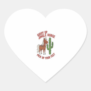 Giddy Up Jingle Horse Pick Up Your Feet Heart Sticker