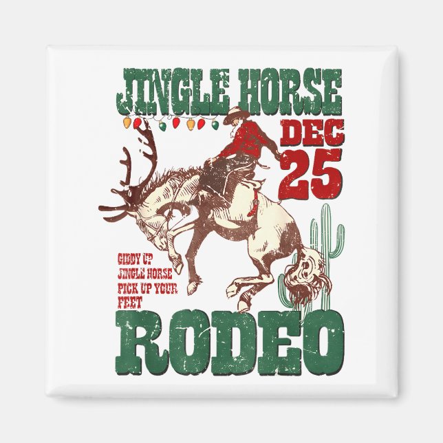 Giddy Up Jingle Horse Santa Cowboy Western Christm Magnet (Front)