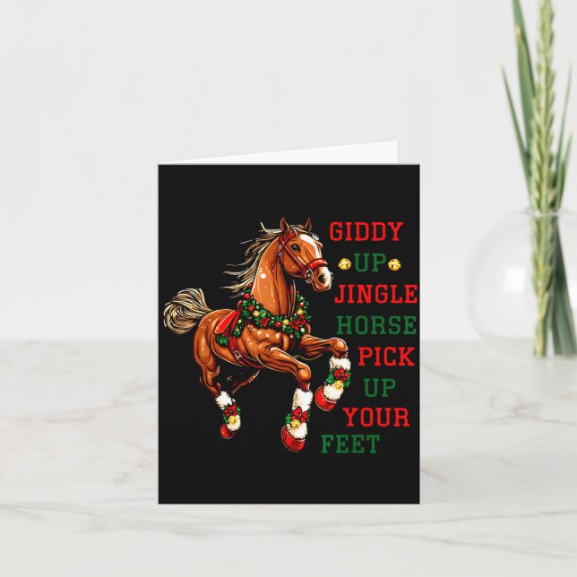 Giddy Up Jingle Horse Western Christmas Horse Coun Card (Front)
