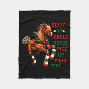 Giddy Up Jingle Horse Western Christmas Horse Coun Fleece Blanket