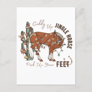 Giddy Up Jingle Horses Pick Up Your Feet Christmas Invitation Postcard