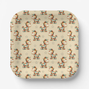 Giddy-Up Patchwork Pony Birthday Paper Plate