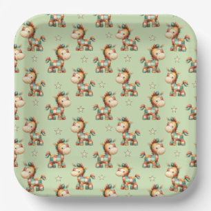 Giddy-Up Patchwork Pony Birthday Paper Plate