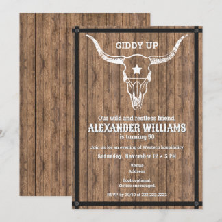 Giddy Up Western Ranch Milestone Birthday Party Invitation