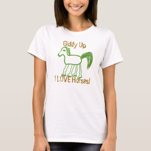 Giddy Up Whimsical I Love Horses T-Shirt