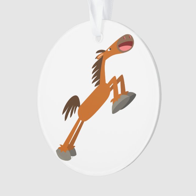 Giddyup, Horsey! Cartoon Horse Acrylic Ornament (Front)