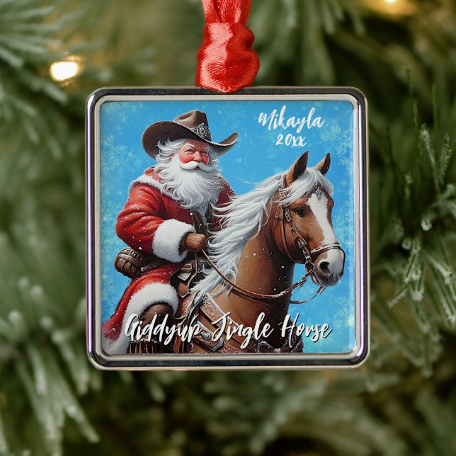 Giddyup Jingle Horse Santa Claus Christmas Metal Tree Decoration (Tree)