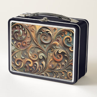 Gided Baroque Scrollwork Metal Lunchbox