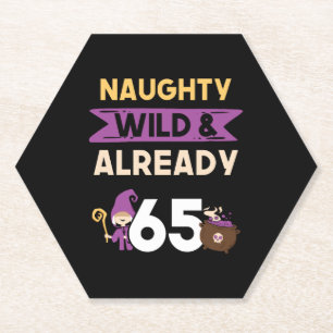 Gift 65 years birthday women Halloween Witch Paper Coaster