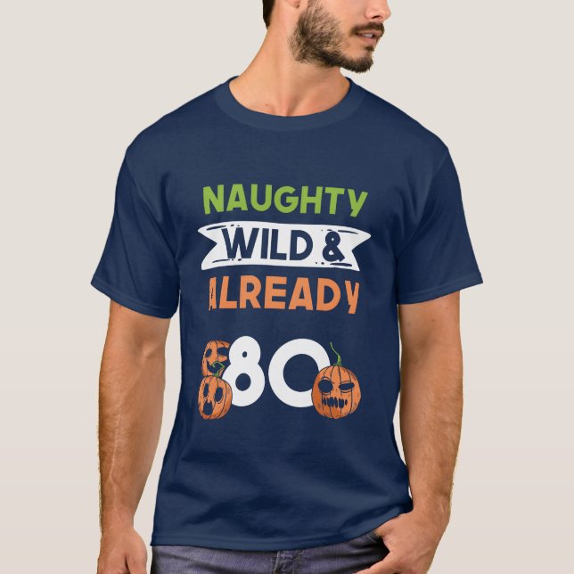 Gift 80 years birthday women Halloween Pumpkin vin T-Shirt (Front)