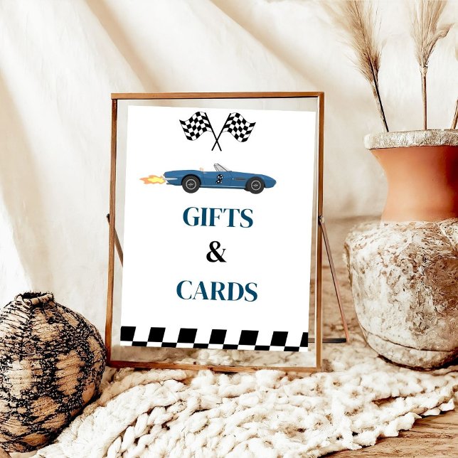 Gift and Card Race Car Birthday party Sign (Creator Uploaded)