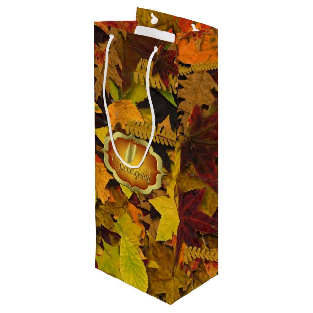 Gift Bag - Autumn Leaves Happy Thanksgiving (Back Angled)