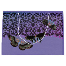 GIFT BAG BLACK ANTIQUE LACE CHINESE BUTTERFLIES