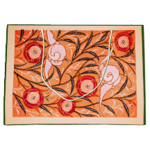GIFT BAG CHINESE FLORAL PATTERN IN ORANGE