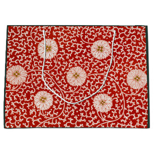 GIFT BAG CHINESE FLORAL PRINT IN RED AND WHITE