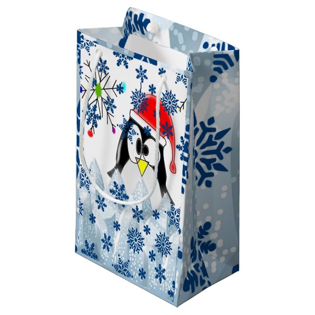 Gift Bag Christmas Penguin (Front Angled)