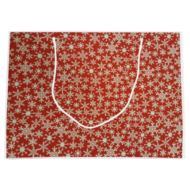 GIFT BAG CHRISTMAS SNOW FLAKES IN RED (Front)