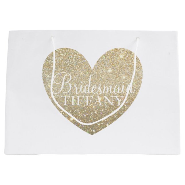Gift Bag - Gold Glitter Heart Fab Bridesmaid (Front)