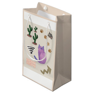 Gift Bag Happy Cat Fish Cactus Meow Paws