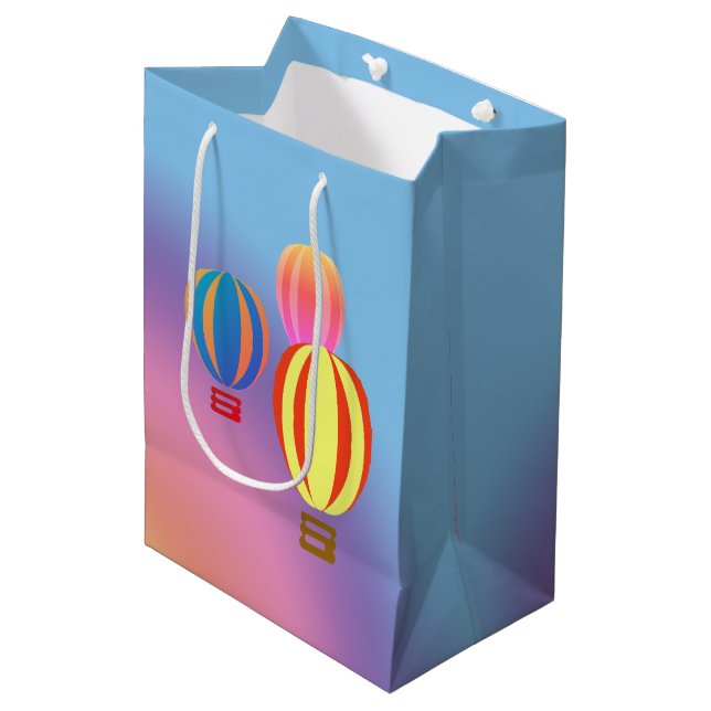 Gift Bag - Hot Air Balloons and Rainbow (Front Angled)