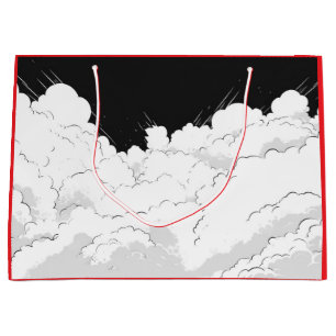 GIFT BAG JAPANESE CLOUDS BLACK AND RED