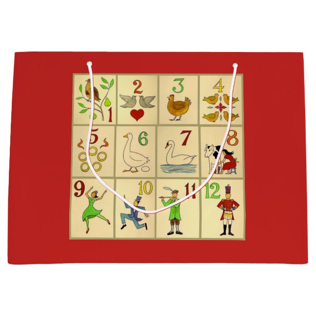 Gift Bag - Large, Glossy TWELVE DAYS OF CHRISTMAS (Front)
